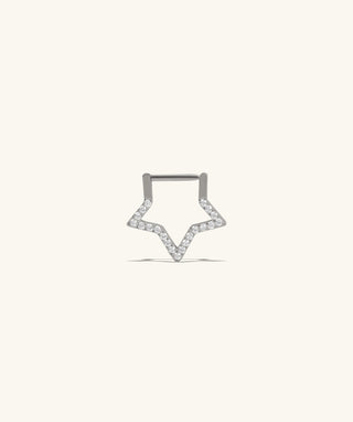 Titanium Sparkle Star Clicker Hoop - OumoJewelry