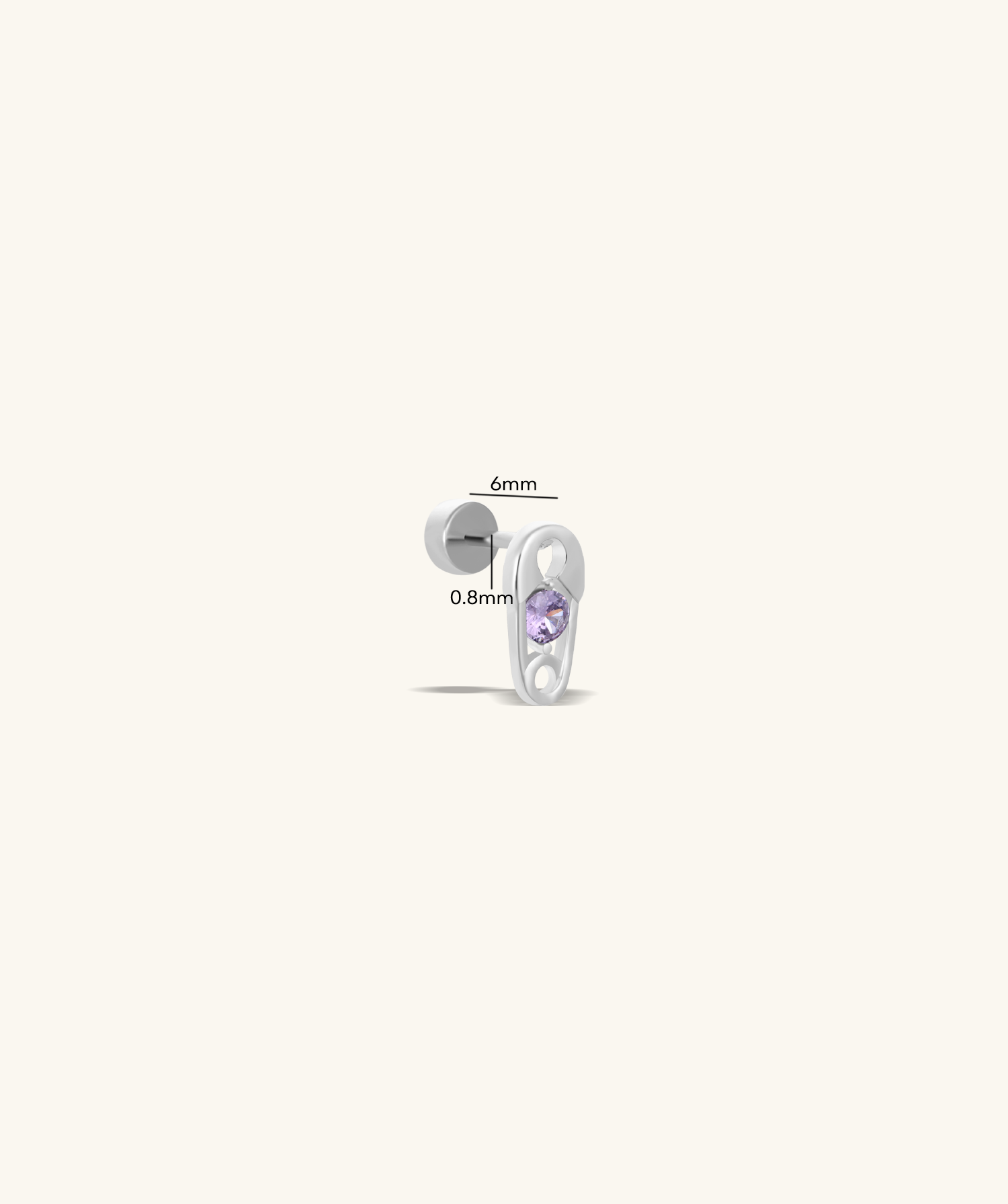 Safety Pin Purple Gem Stud Earring - OumoJewelry