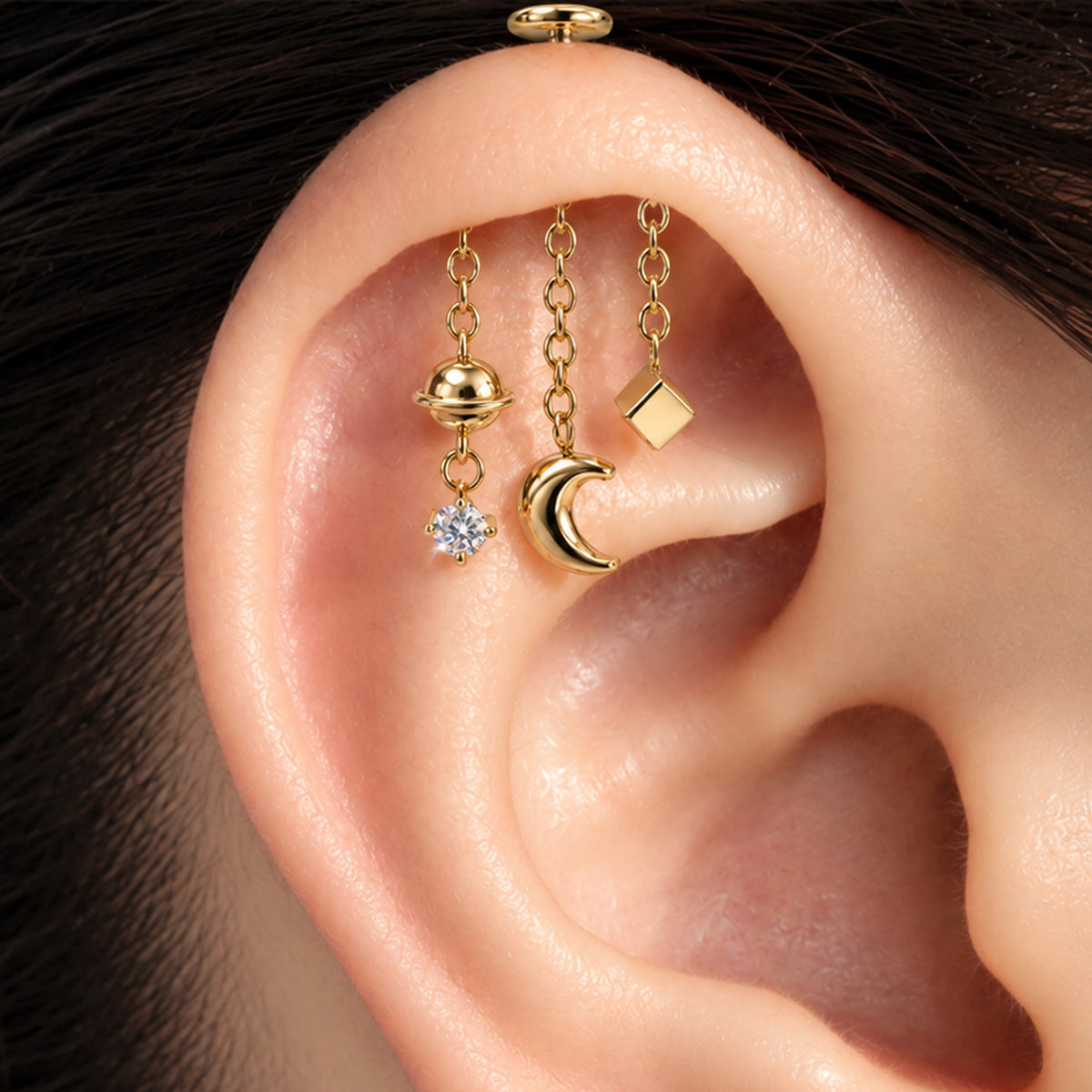 Titanium Leora Vertical Helix - OumoJewelry