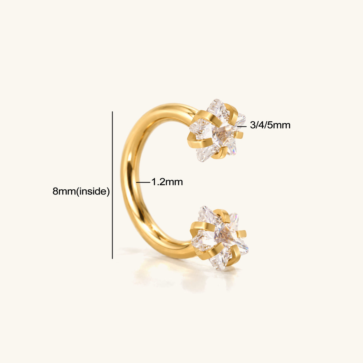 Stars Horseshoe Ring - OumoJewelry