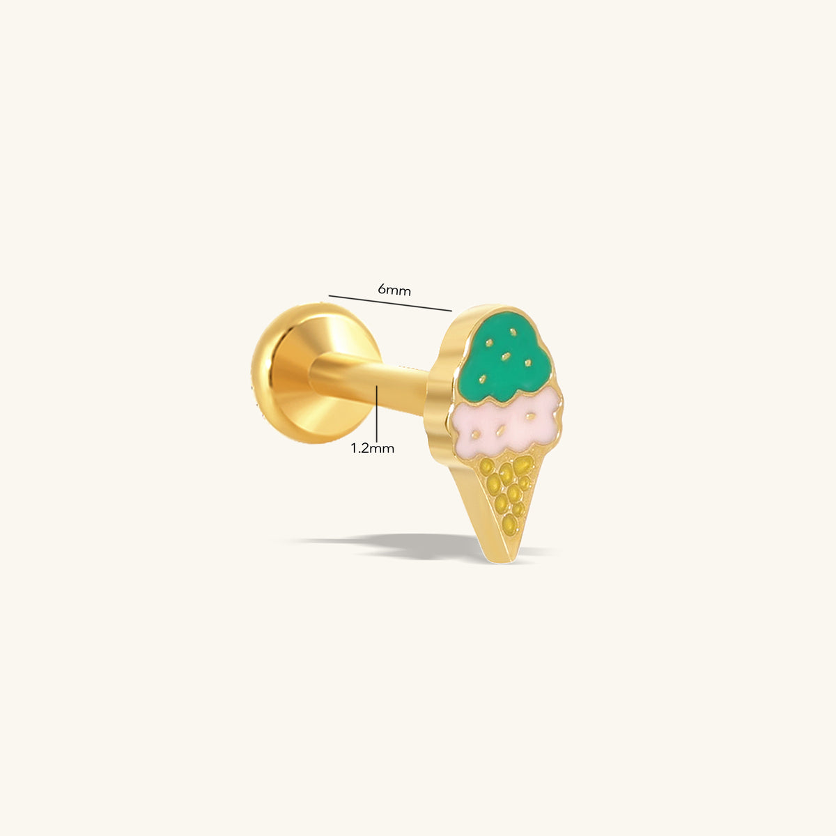 Titanium Threadless Ice Cream Stud - Titanium - Helix, Upper Lobe, Conch - Oumo Jewelry