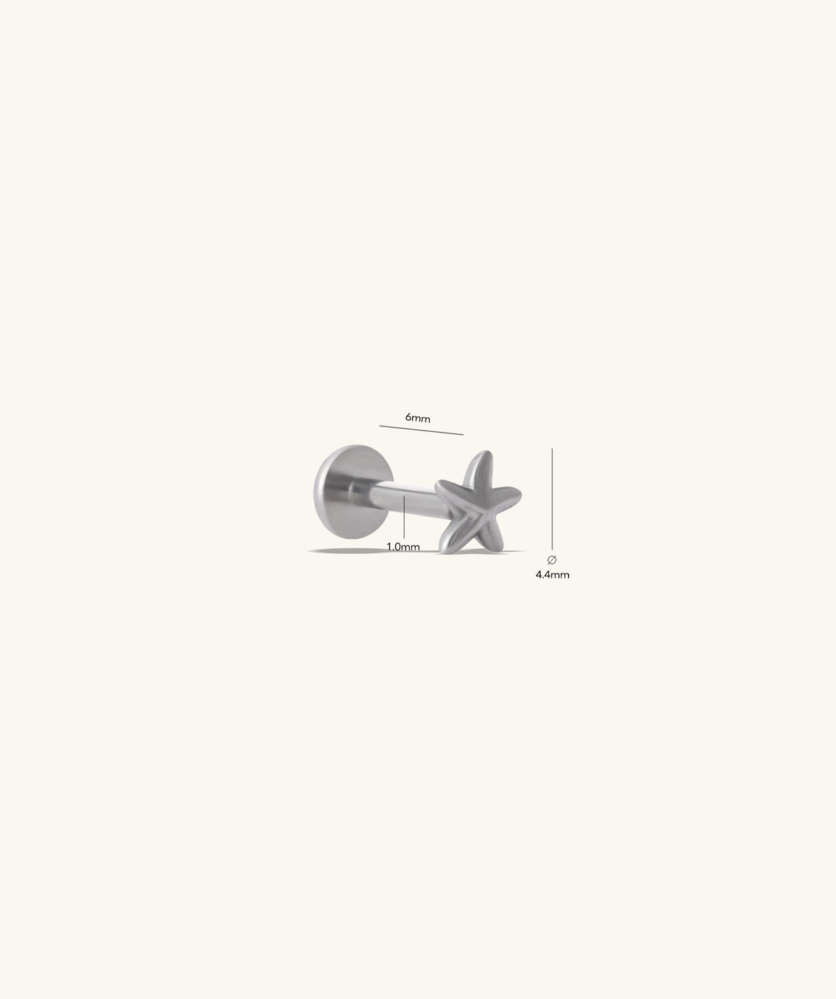 Titanium Starfish Stud - Titanium - Upper Lobe, Helix, Flat - Oumo Jewelry
