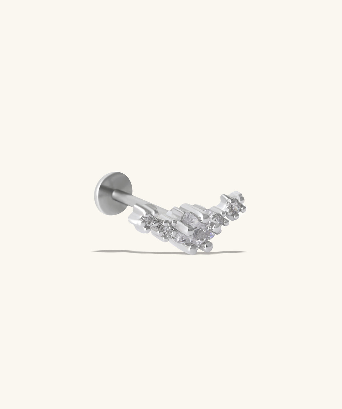 Dazzling Star Flatback Stud - Stainless Steel - Helix, Upper Lobe, Flat - Oumo Jewelry