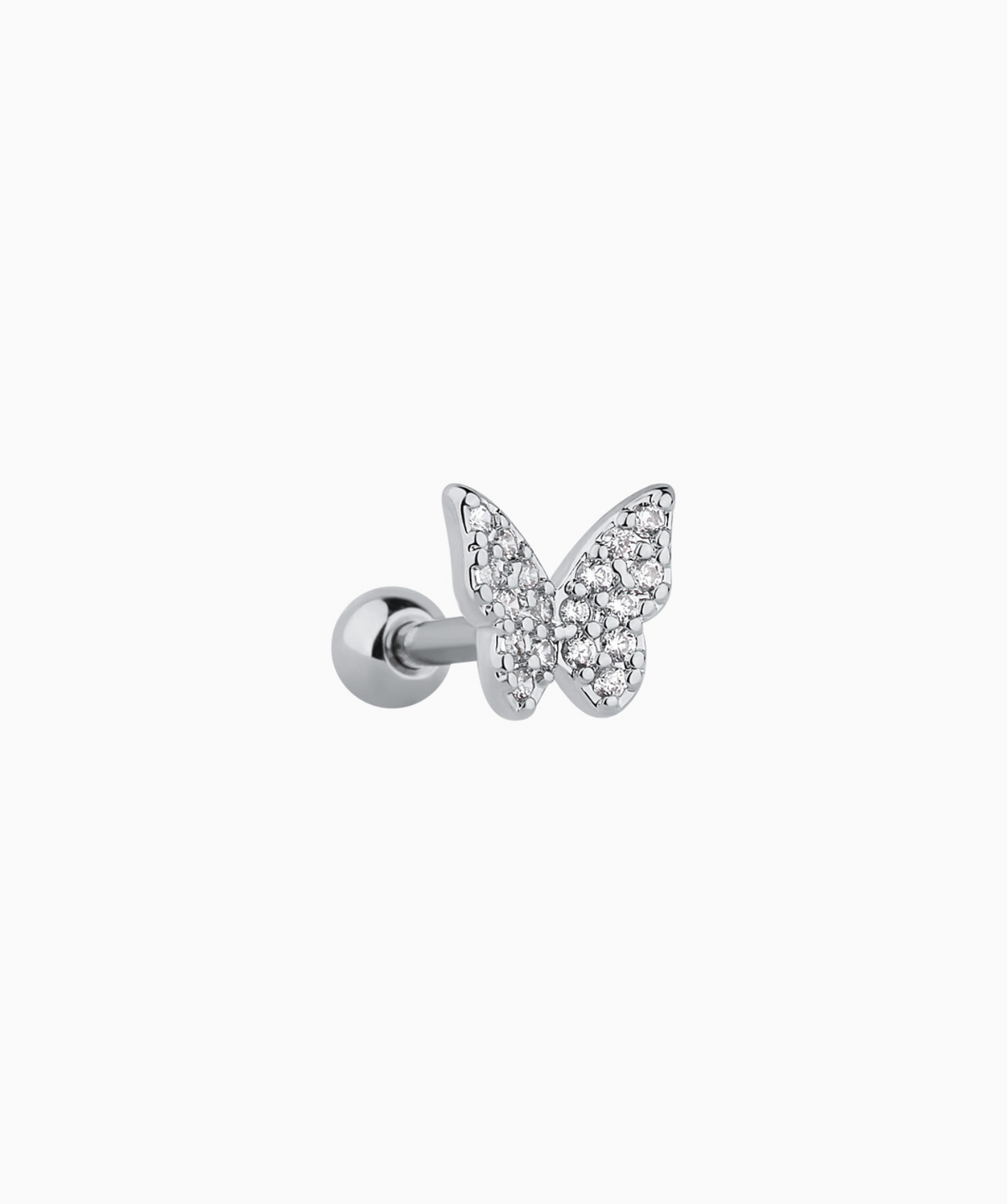 Shiny Butterfly Stud - Stainless Steel - Upper Lobe, Helix - Oumo Jewelry