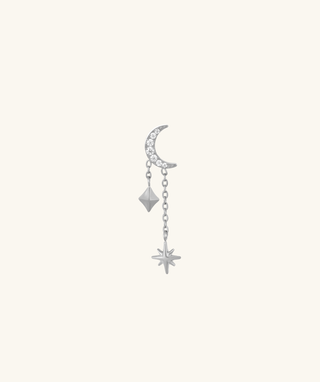 Titanium Crescent Chain Drop Stud - OumoJewelry