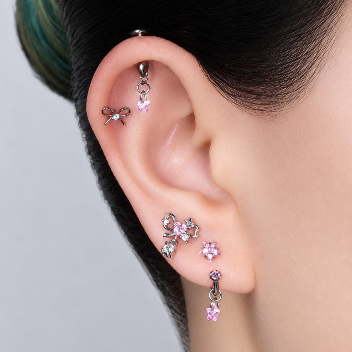 Pink Yuna Ear Stack Set