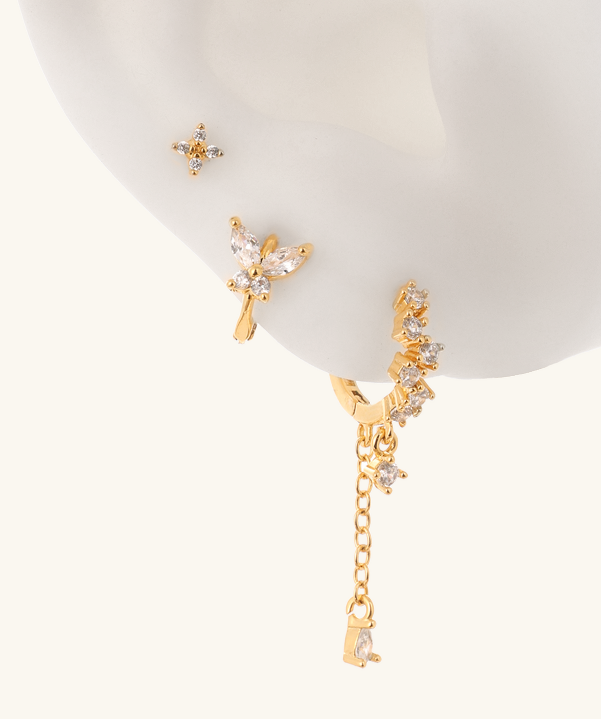 Shiny Butterfly Set - Brass - Oumo Jewelry