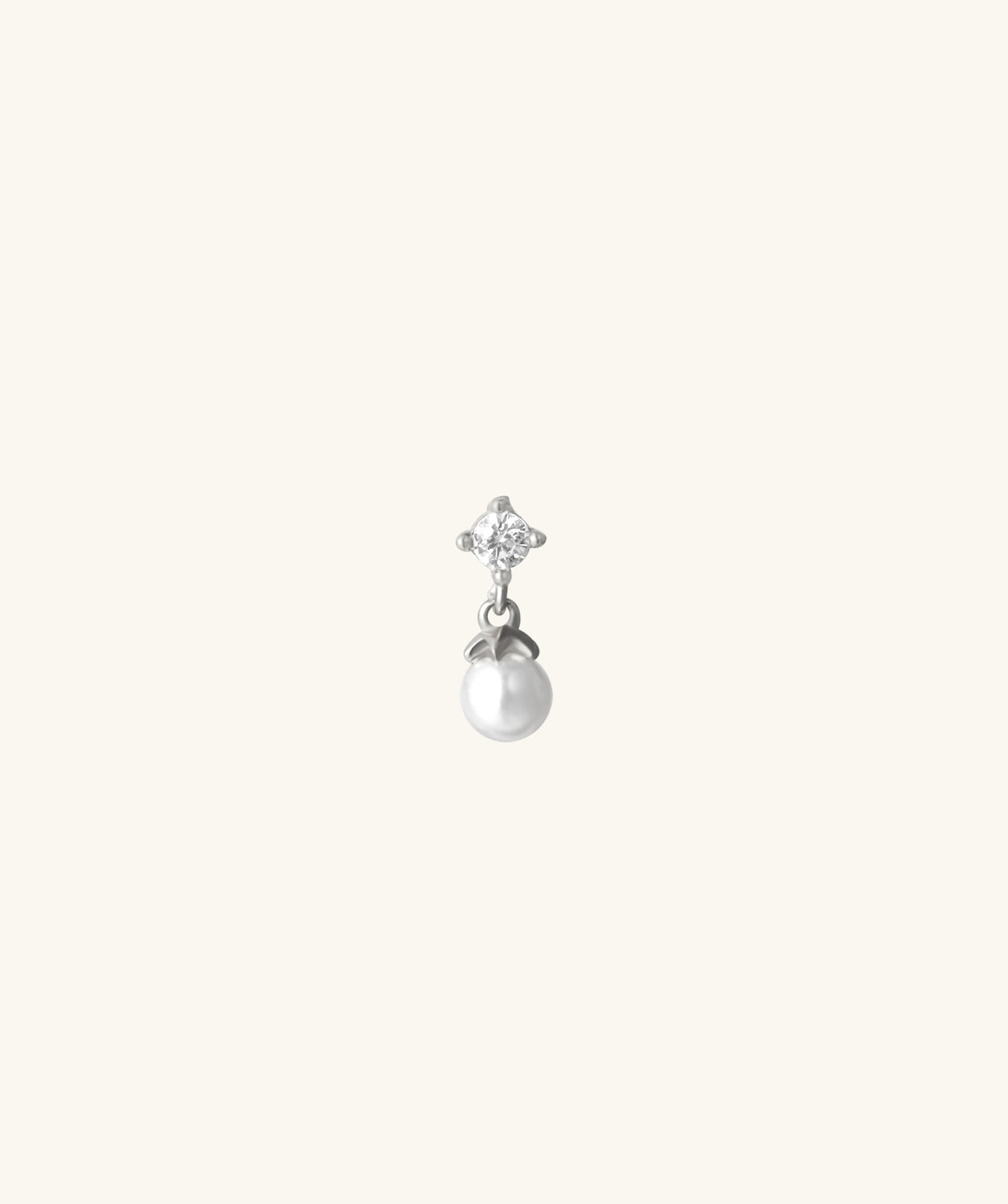 Gemstone Pearl Flatback Drop - Sterling Silver 925 - Helix, Forward Helix, Upper Lobe - Oumo Jewelry