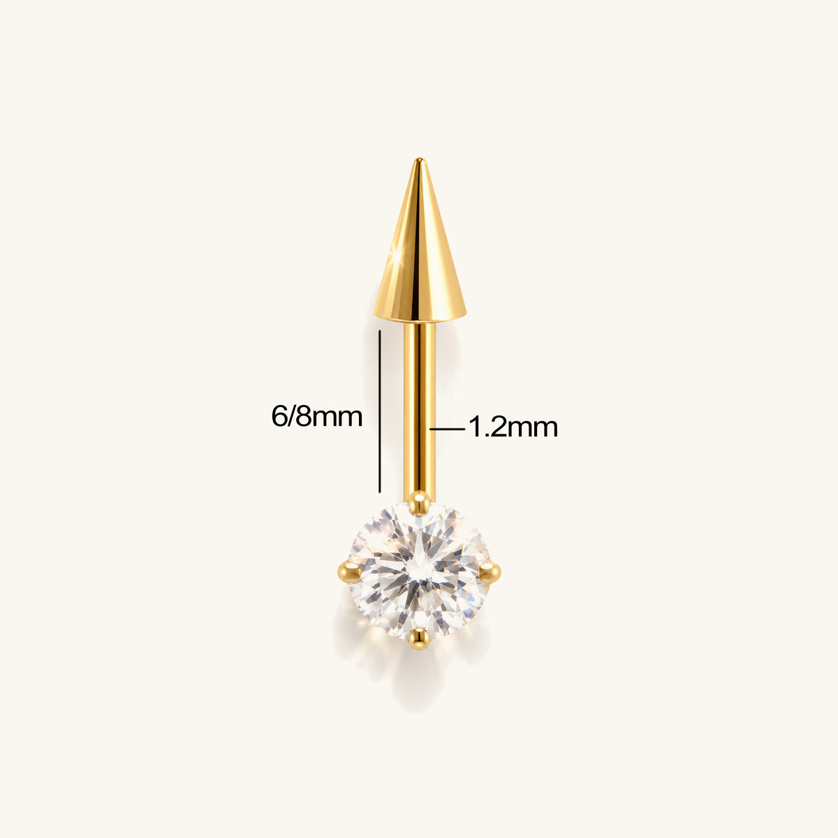 Titanium Spike Gem Vertical Stud - OumoJewelry