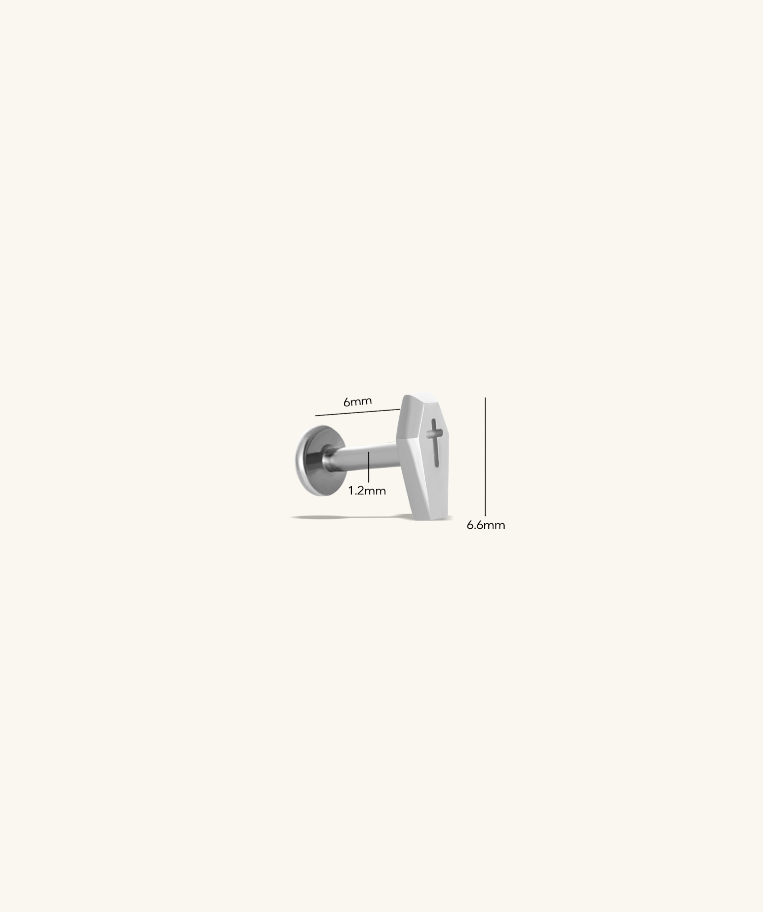 Titanium Cross Coffin Flatback Stud - OumoJewelry