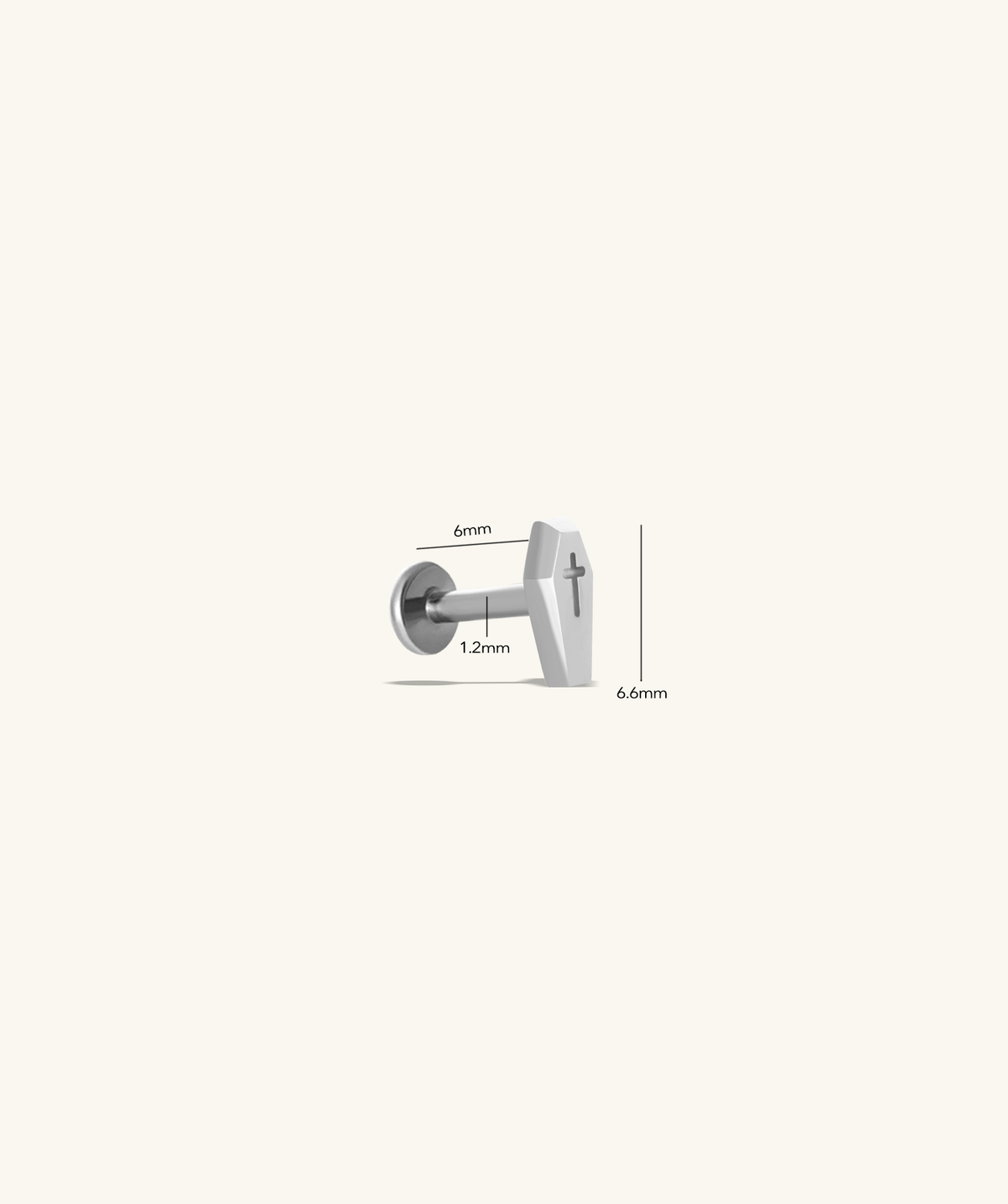 Titanium Cross Coffin Flatback Stud - Titanium - Helix, Upper Lobe, Conch - Oumo Jewelry