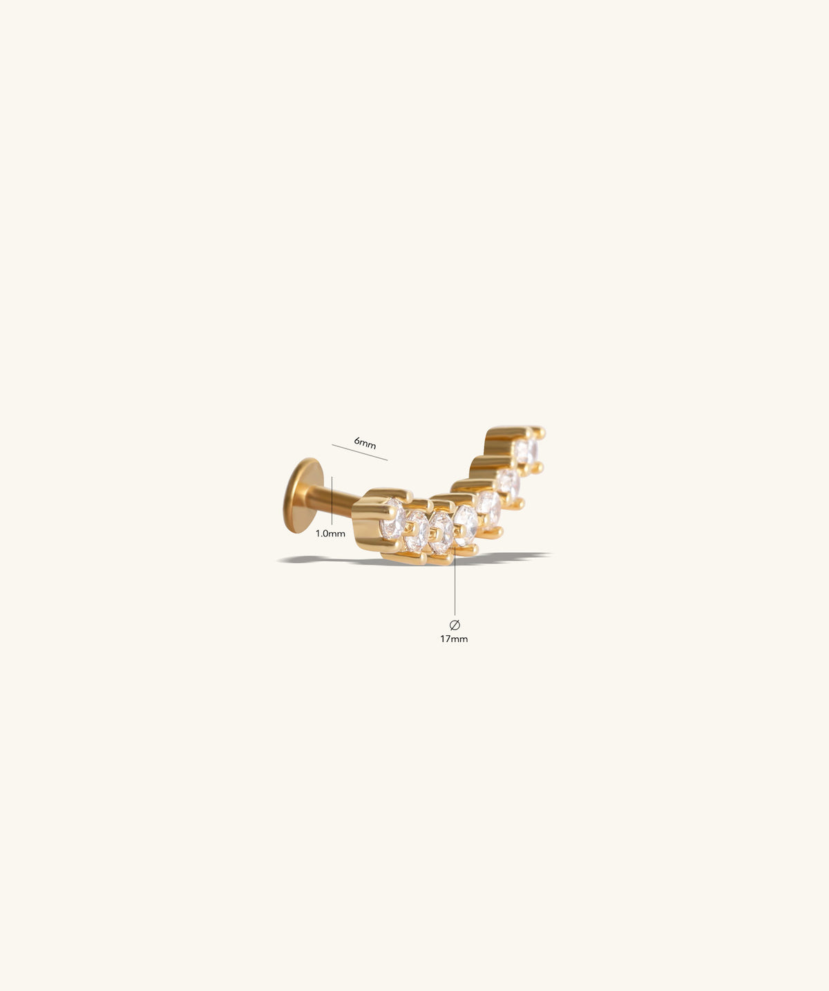 Gems Flat Back Stud - Stainless Steel - Helix, Upper Lobe, Flat - Oumo Jewelry