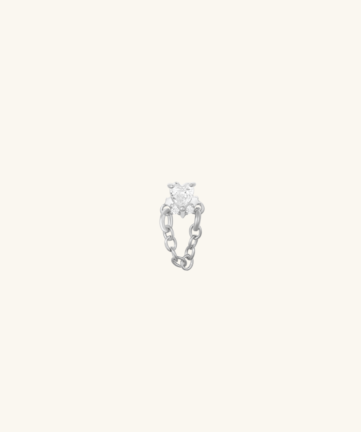 Heart Chain Stud - Stainless Steel - Upper Lobe, Flat - Oumo Jewelry