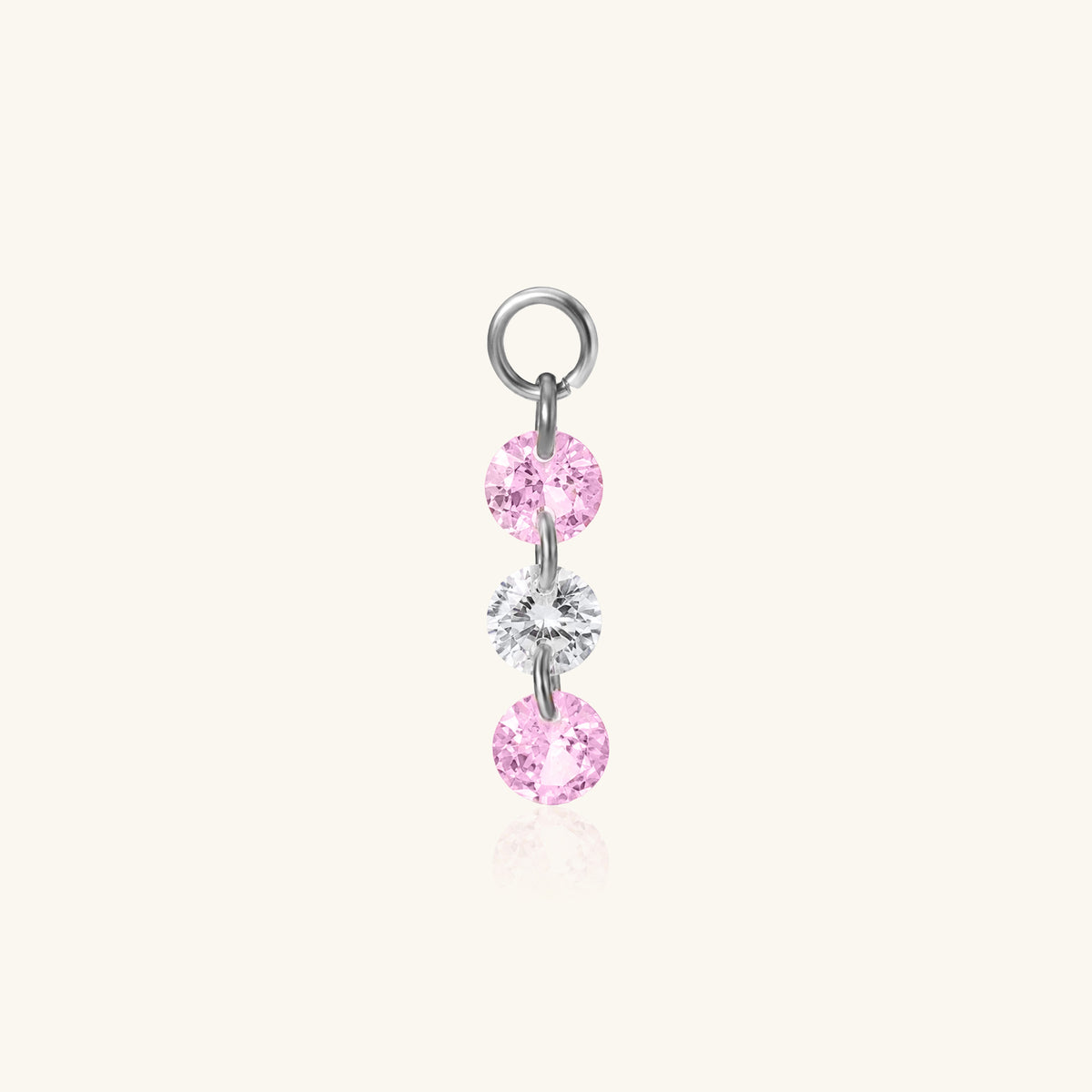 Three Round CZ Charm Drop - Stainless Steel - Oumo Jewelry