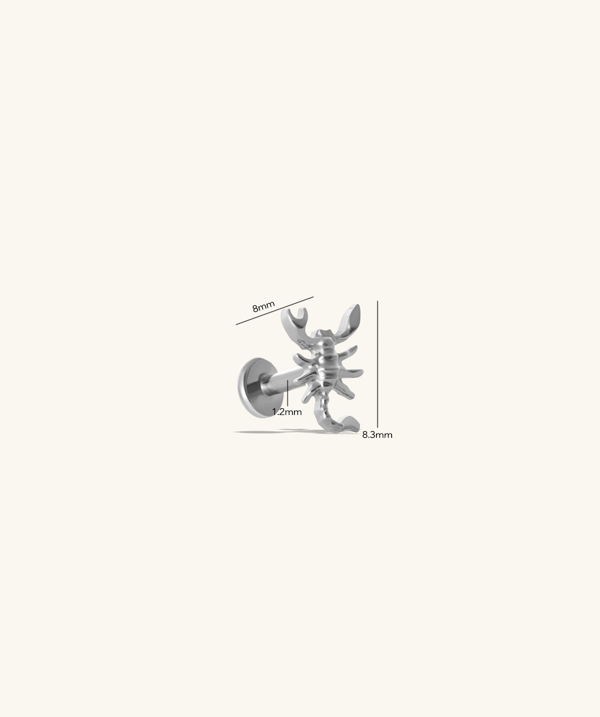 Titanium Scorpion Flatback Stud - Titanium - Upper Lobe, Conch, Flat - Oumo Jewelry