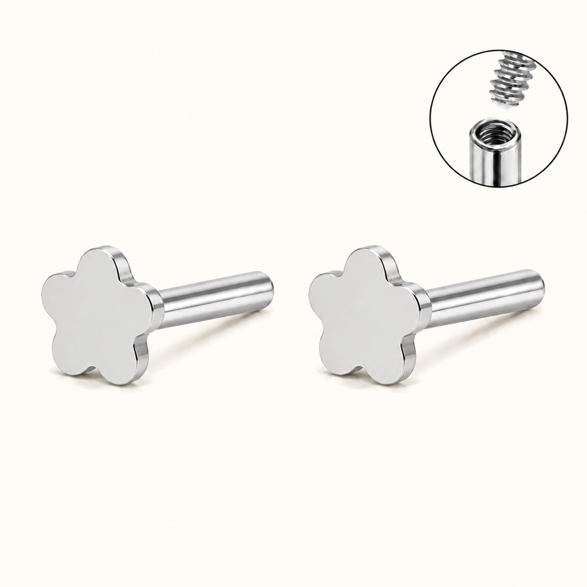 Flower Internal Threaded Flat Back Post (Titanium)