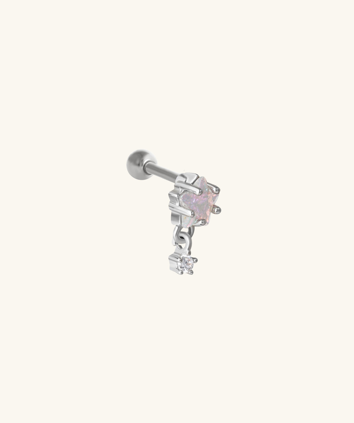 Star Gem Drop - Stainless Steel - Upper Lobe, Flat - Oumo Jewelry