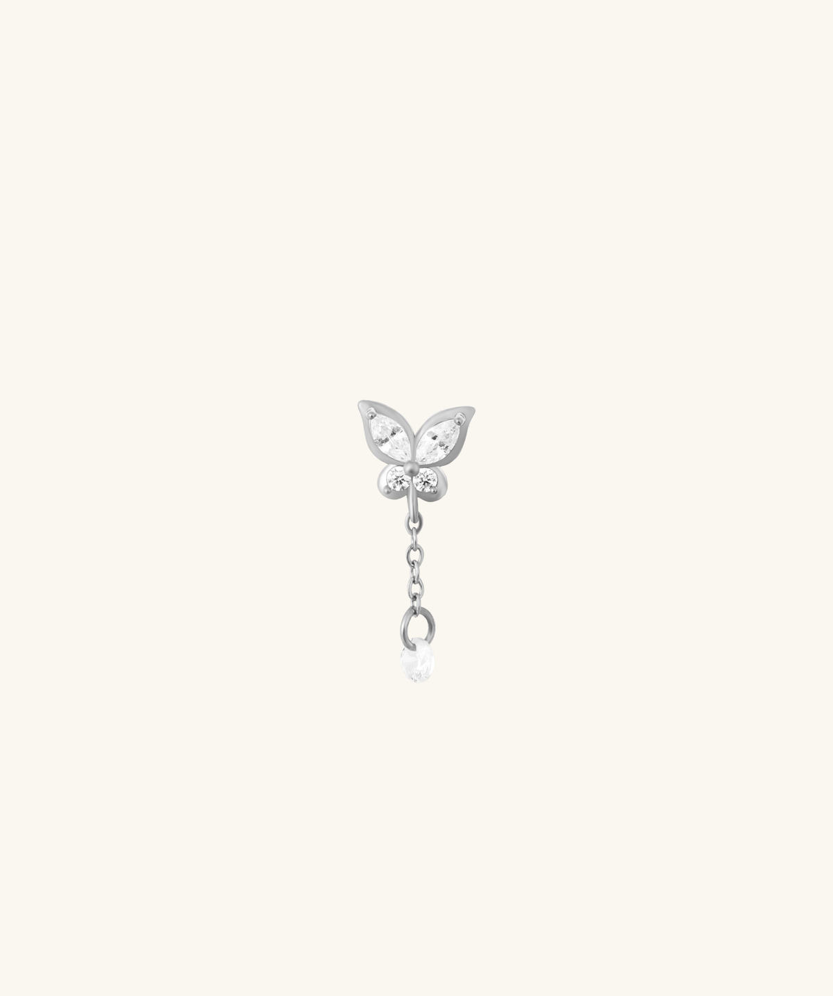 Butterfly Drop Stud - Stainless Steel - Lobe, Upper Lobe, Helix - Oumo Jewelry