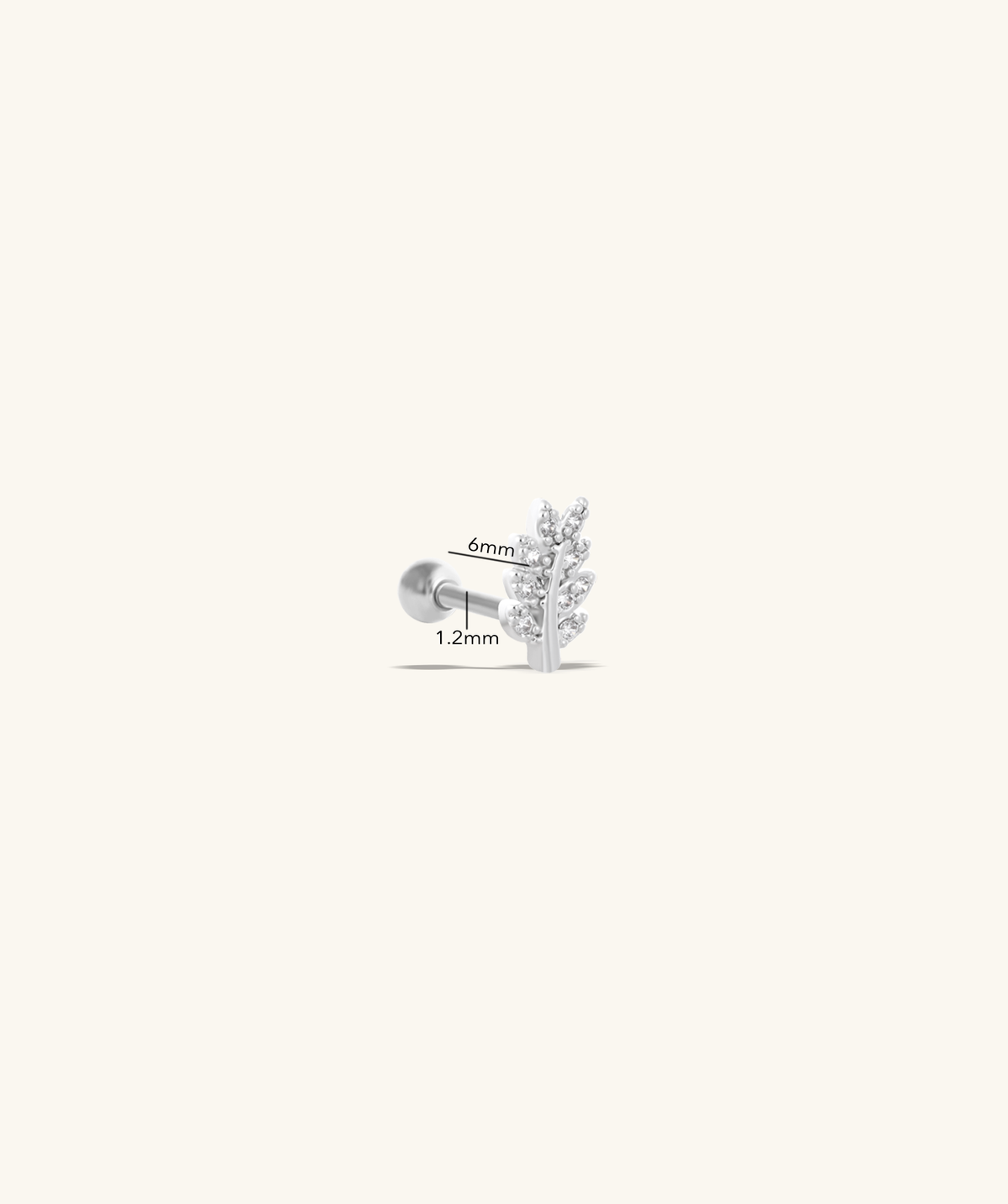 Delicate Leaf Stud - Stainless Steel - Upper Lobe, Helix, Flat - Oumo Jewelry