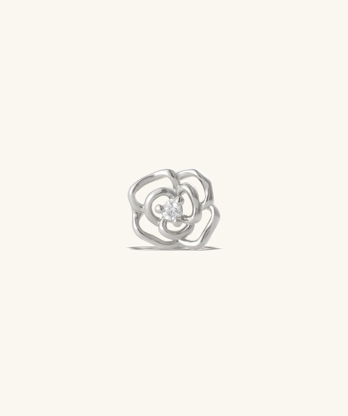Hollow Rose Flower Stud - Stainless Steel - Upper Lobe, Helix - Oumo Jewelry