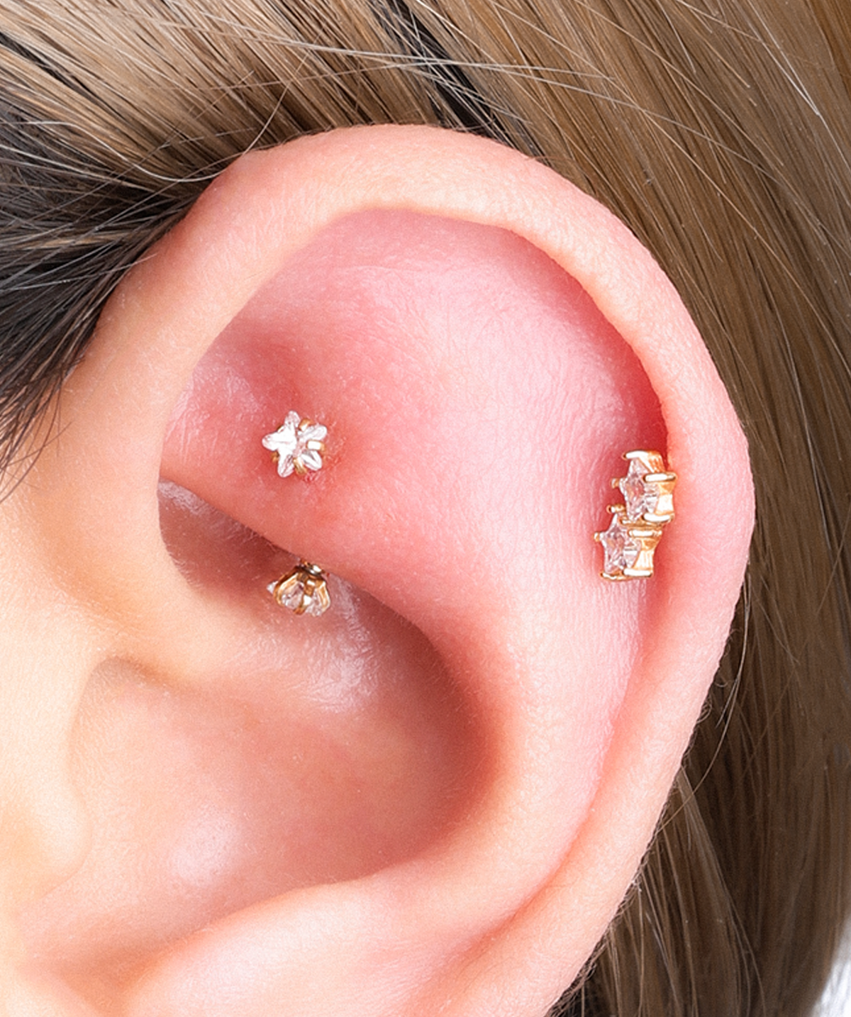 Star Barbell - Stainless Steel - Rook, Anti-Tragus, Snug - Oumo Jewelry