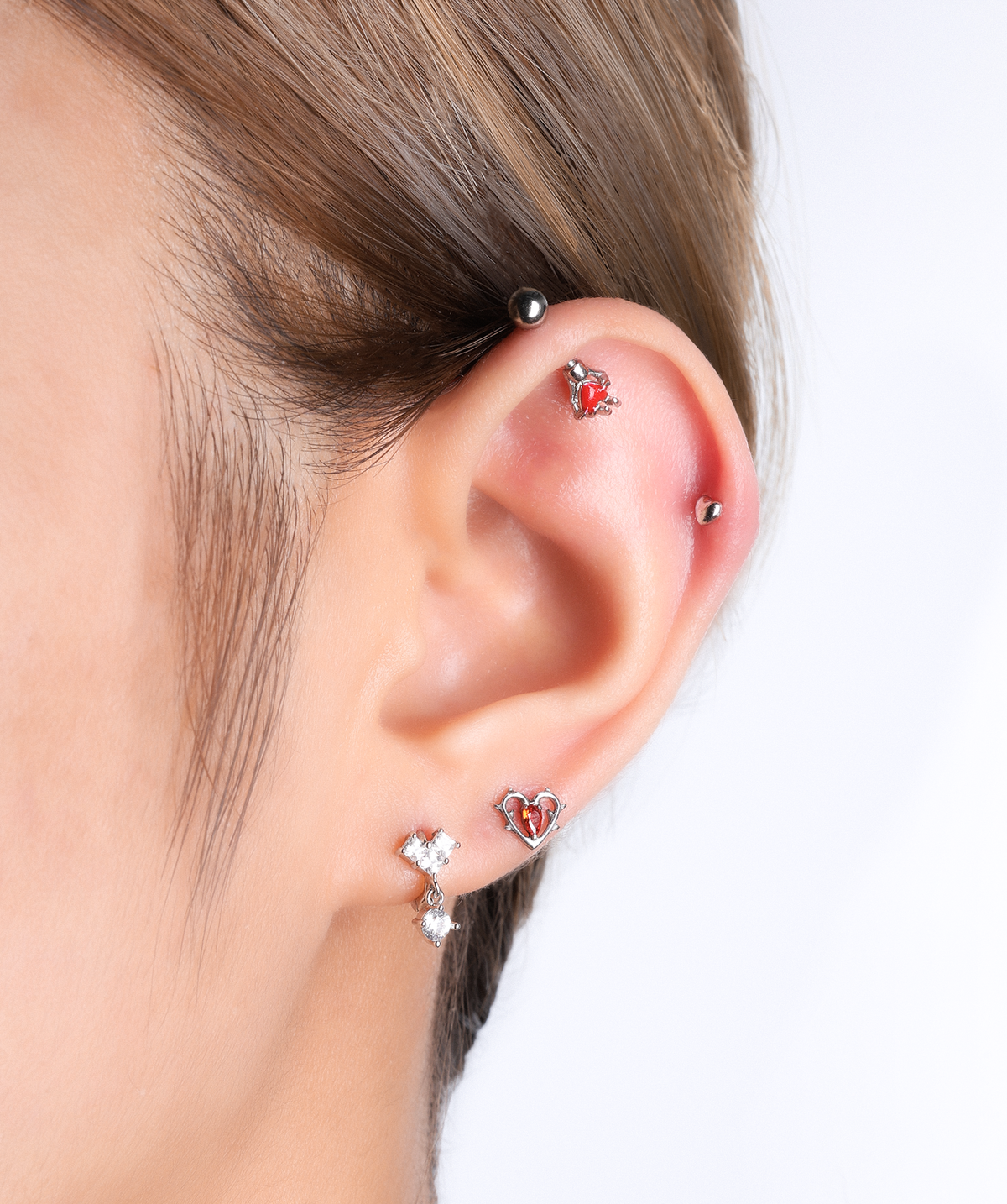 Love Vertical Helix Stud - Stainless Steel - Vertical Helix - Oumo Jewelry