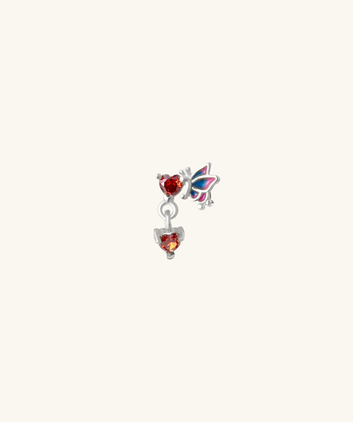 Enamel Butterfly Love Flatback Drop - Stainless Steel - Upper Lobe, Helix, Flat - Oumo Jewelry