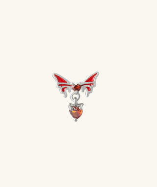 Enamel Butterfly Heart Flatback Drop - OumoJewelry