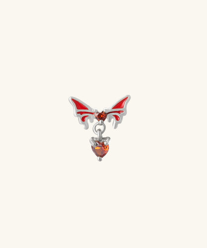 Enamel Butterfly Heart Flatback Drop