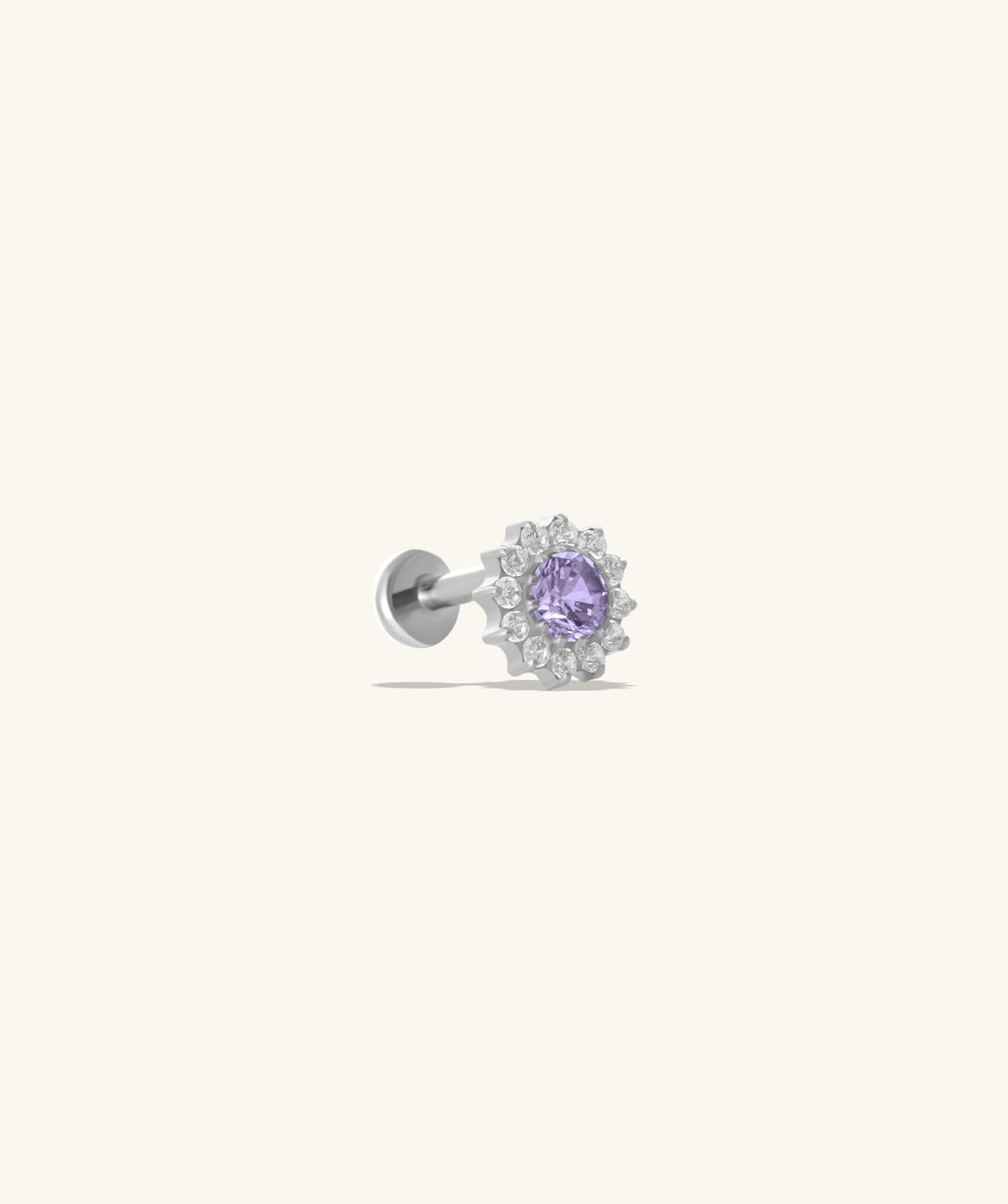 Titanium Charm Flower Flatback Stud - Titanium - Upper Lobe, Flat, Conch - Oumo Jewelry