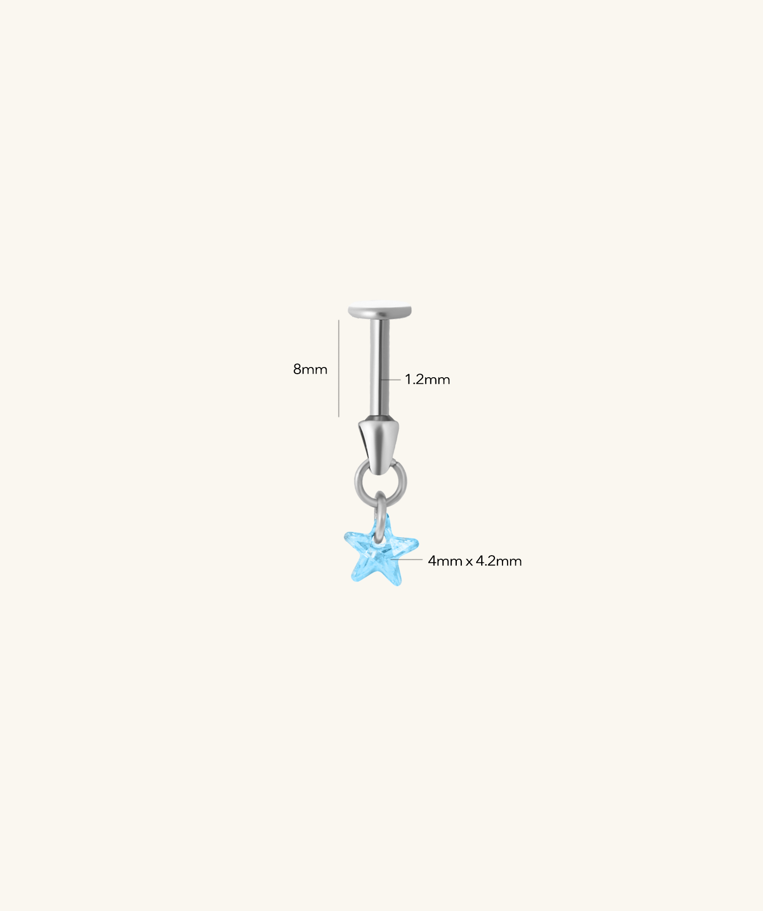 Titanium Star Vertical Helix Flatback Stud - OumoJewelry
