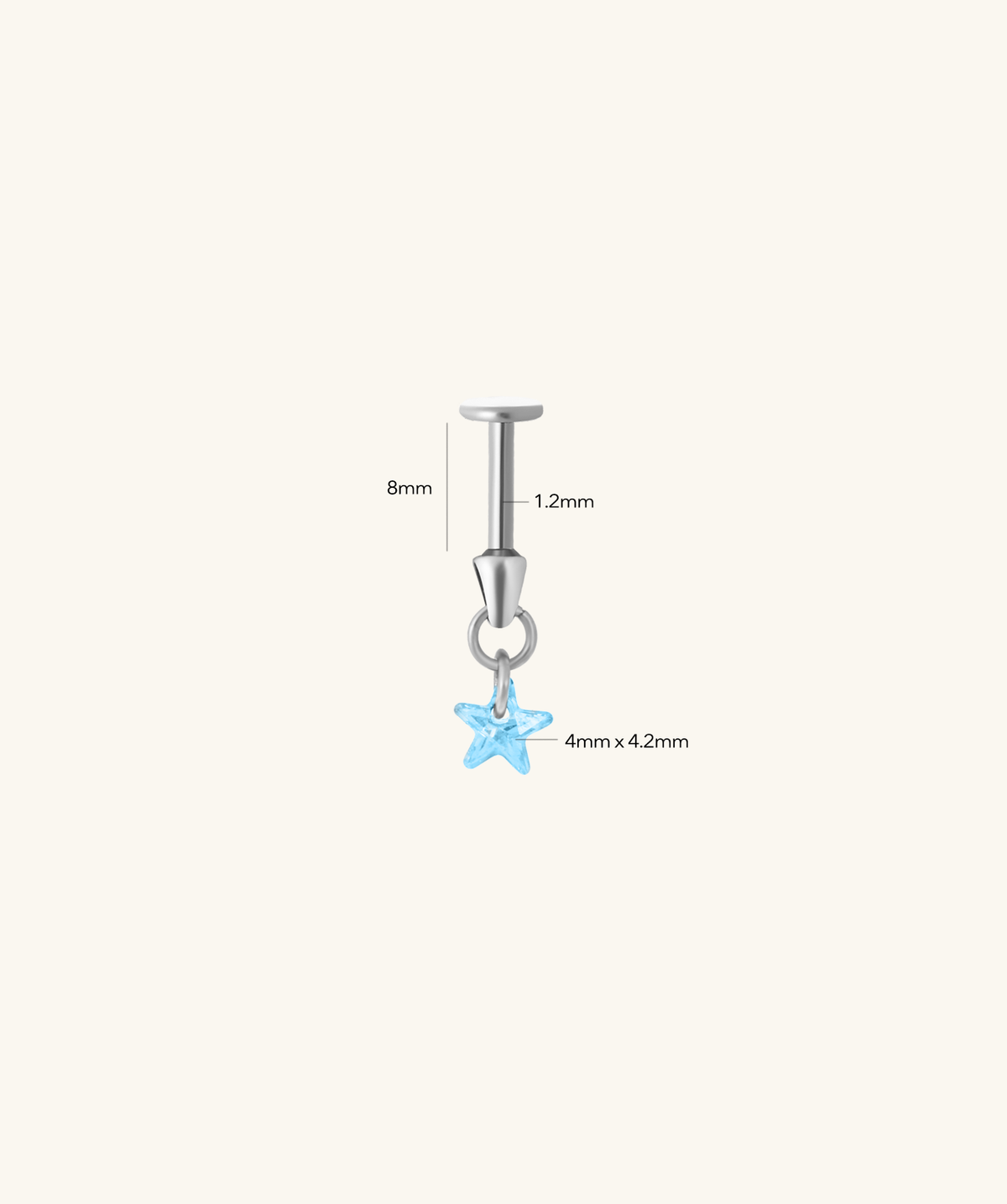 Titanium Star Vertical Helix Flatback Stud - Titanium - Vertical Helix - Oumo Jewelry