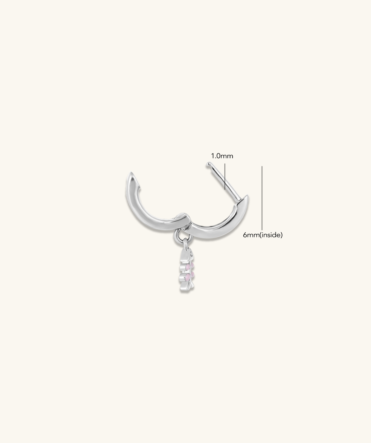 Pink Fishbone Dangle Hoop - Brass - Upper Lobe - Oumo Jewelry