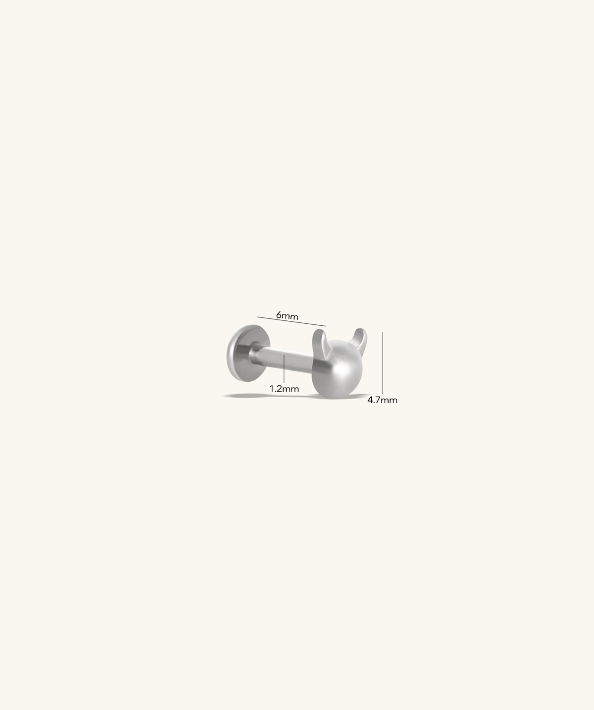 Titanium Devil Flatback Stud - Titanium - Helix, Upper Lobe, Conch - Oumo Jewelry