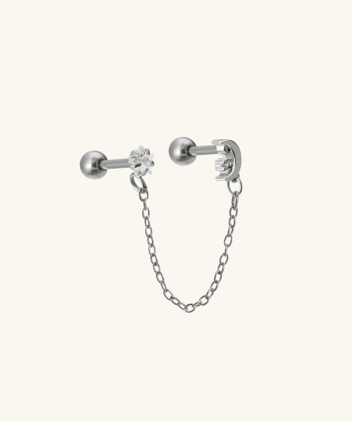Star & Moon Chain - Stainless Steel - Lobe, Upper Lobe - Oumo Jewelry