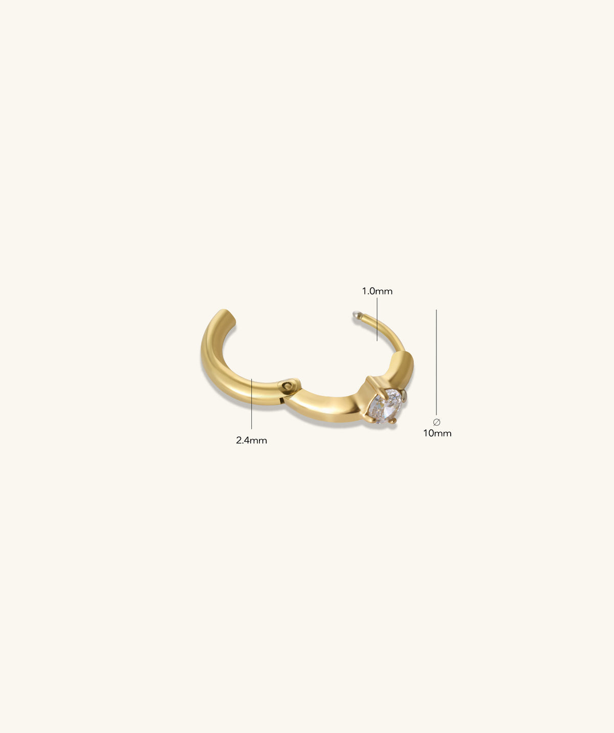 Round Gemstone Hoops - Stainless Steel - Oumo Jewelry