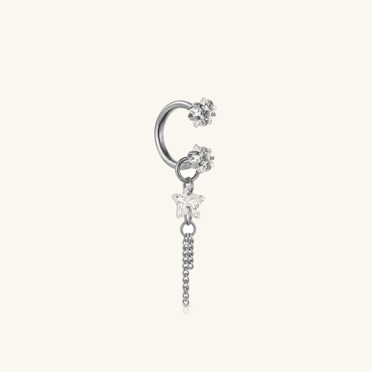 Starfall Chain Charm Horseshoe Ring - OumoJewelry