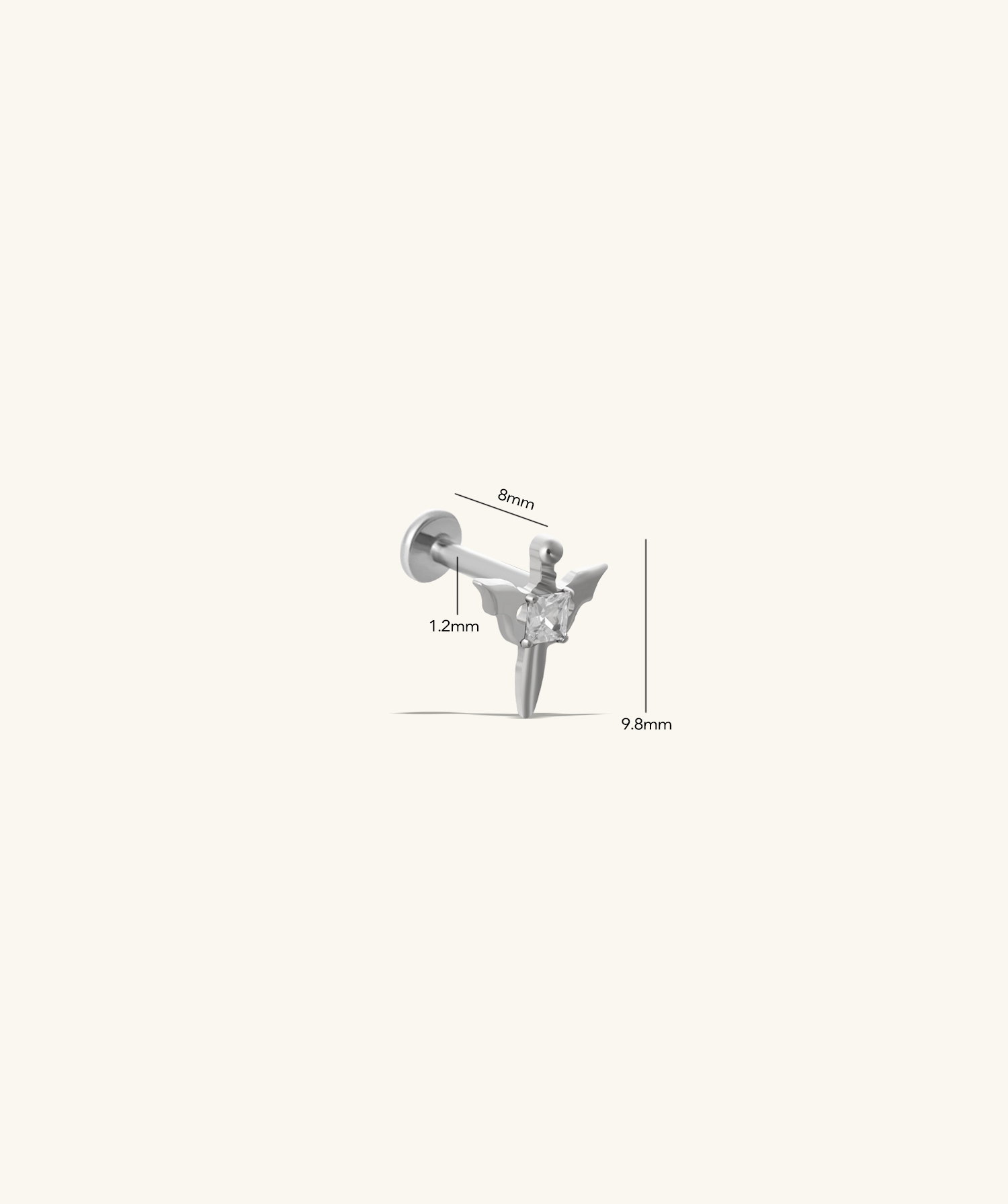 Titanium Winged Sword Flatback Stud - OumoJewelry
