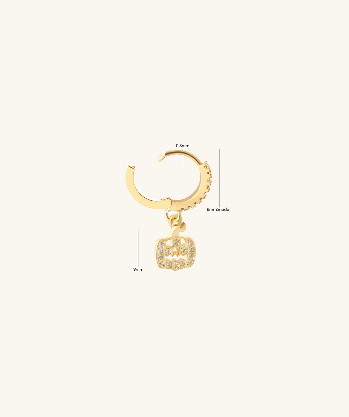 Pumpkin Dangle Hoop - Brass - Lobe - Oumo Jewelry