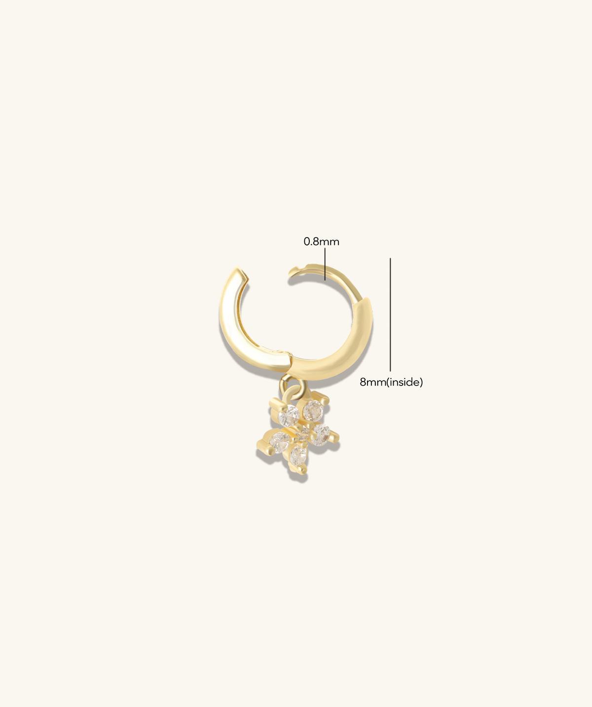 Gems Flower Drop - Brass - Lobe, Upper Lobe - Oumo Jewelry