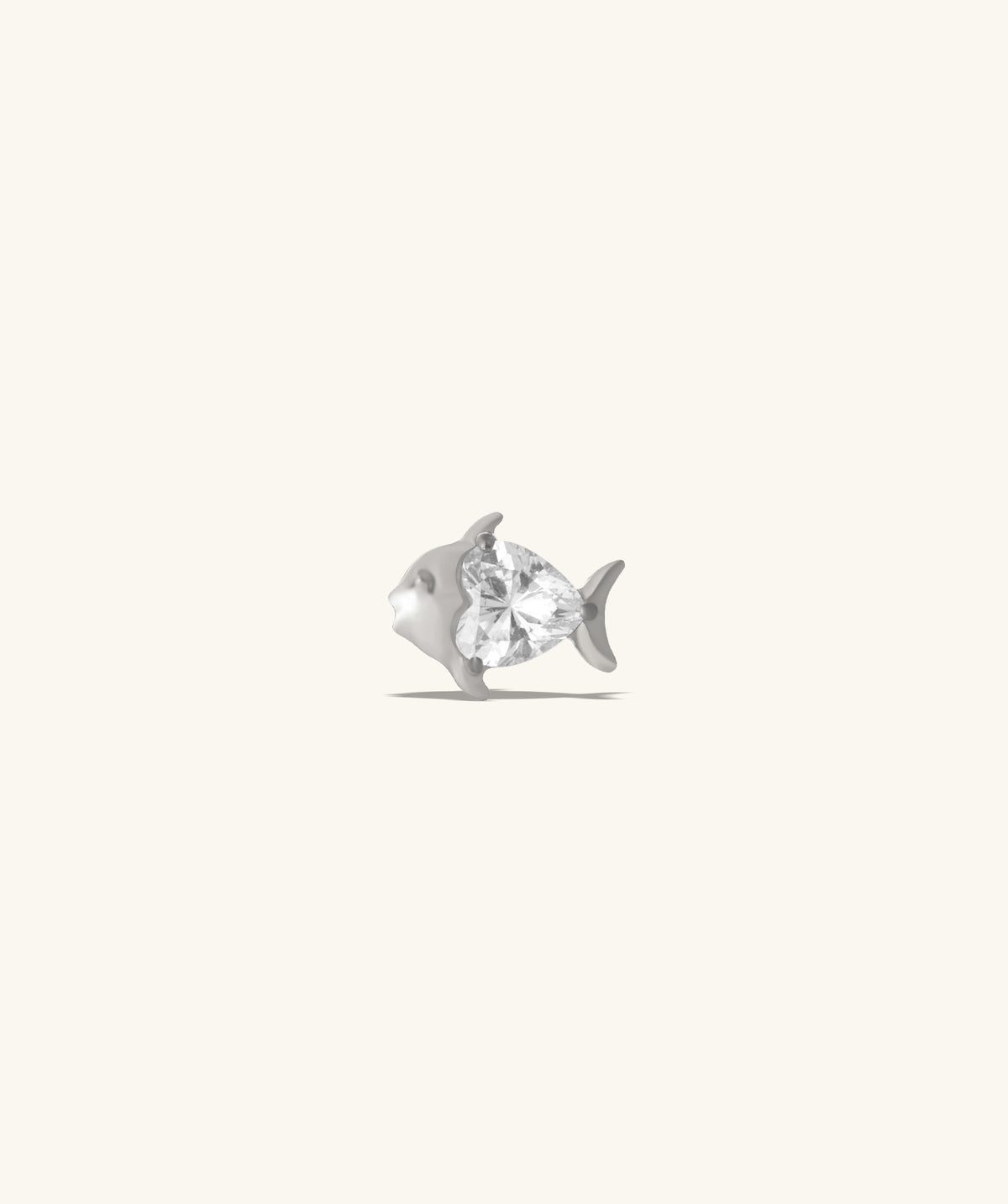 Titanium Love Fish Flatback Stud - Titanium - Helix, Upper Lobe, Conch - Oumo Jewelry
