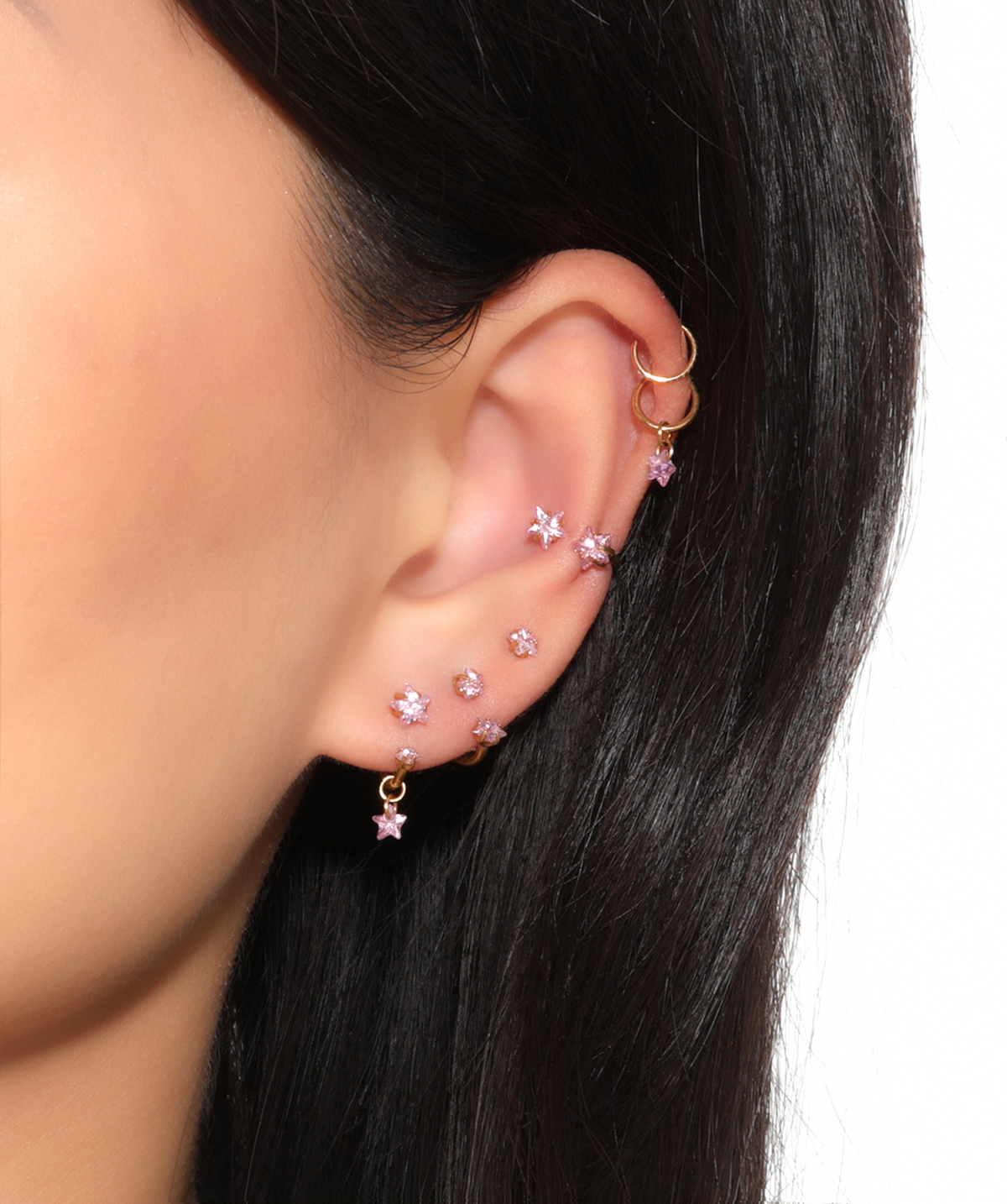Liora Star Clicker - Stainless Steel - Lobe, Upper Lobe, Helix - Oumo Jewelry