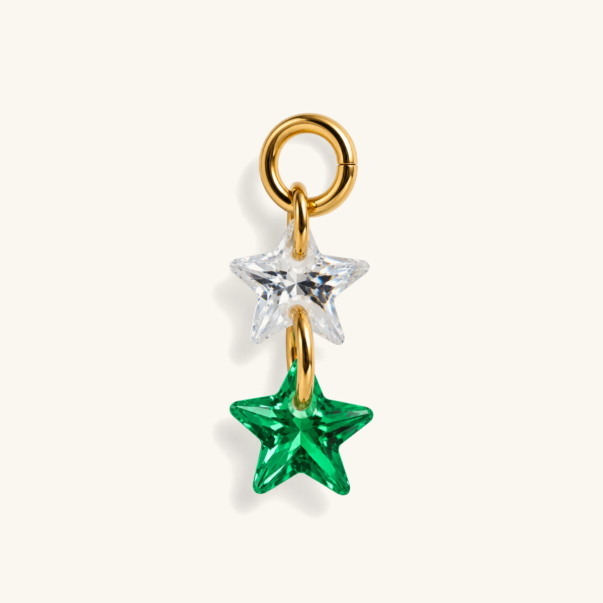 Double Star CZ Charm Drop - OumoJewelry