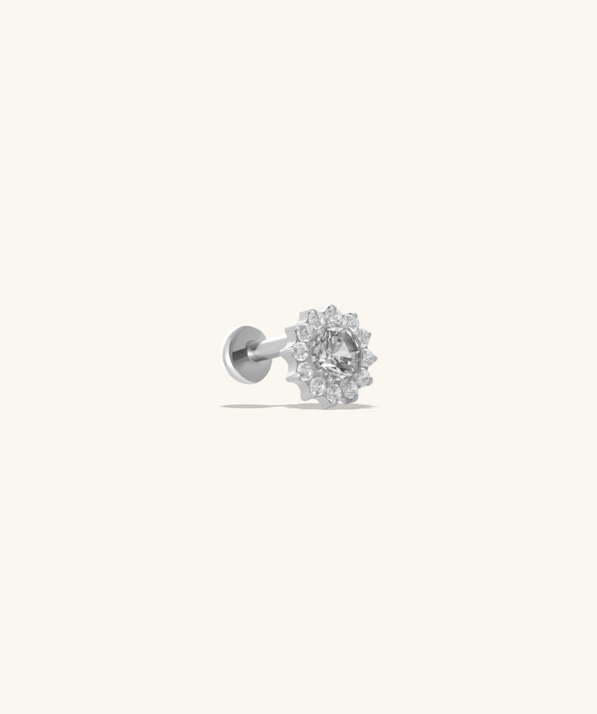 Titanium Charm Flower Flatback Stud - Titanium - Upper Lobe, Flat, Conch - Oumo Jewelry