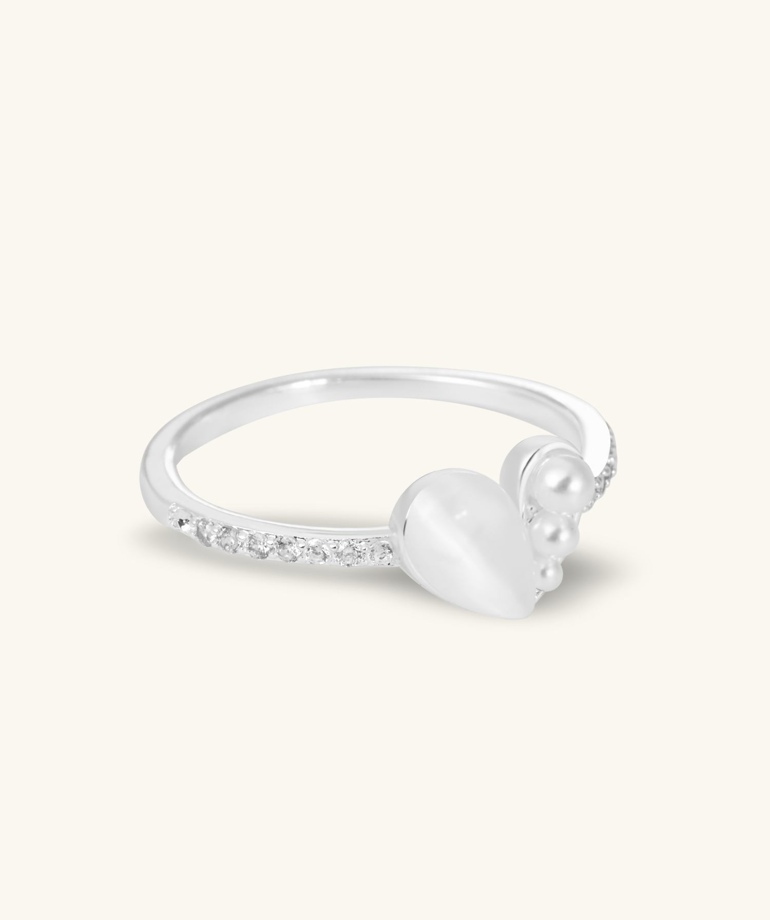 Pearl Heart Ring - OumoJewelry