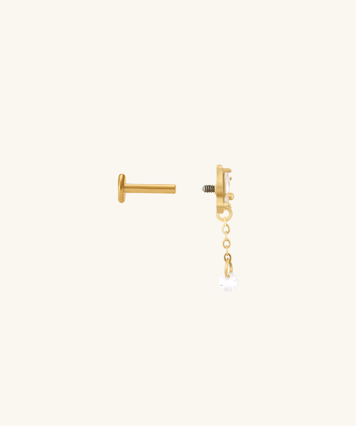Butterfly Drop Stud - Stainless Steel - Lobe, Upper Lobe, Helix - Oumo Jewelry