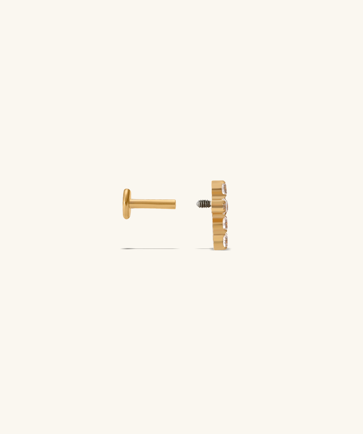 Titanium Cross Gems Flatback Stud - Titanium - Helix, Conch, Flat - Oumo Jewelry