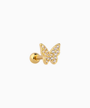 Shiny Butterfly Stud - Stainless Steel - Upper Lobe, Helix - Oumo Jewelry