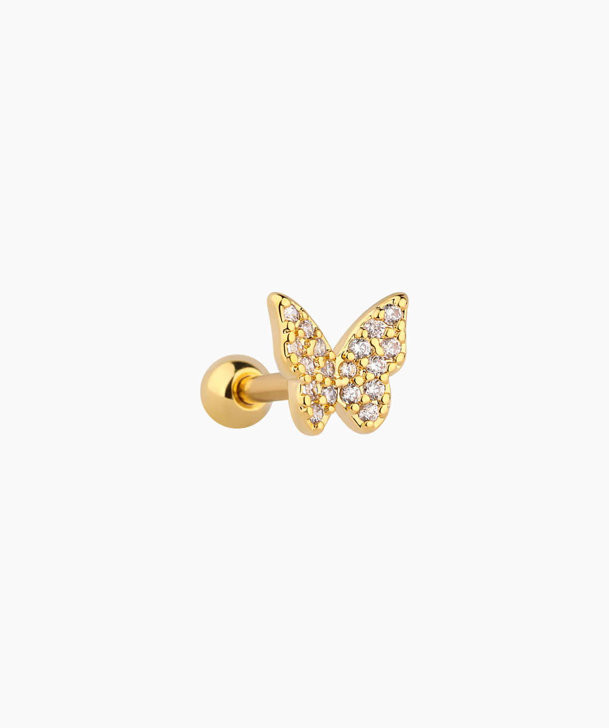Shiny Butterfly Stud - Stainless Steel - Upper Lobe, Helix - Oumo Jewelry