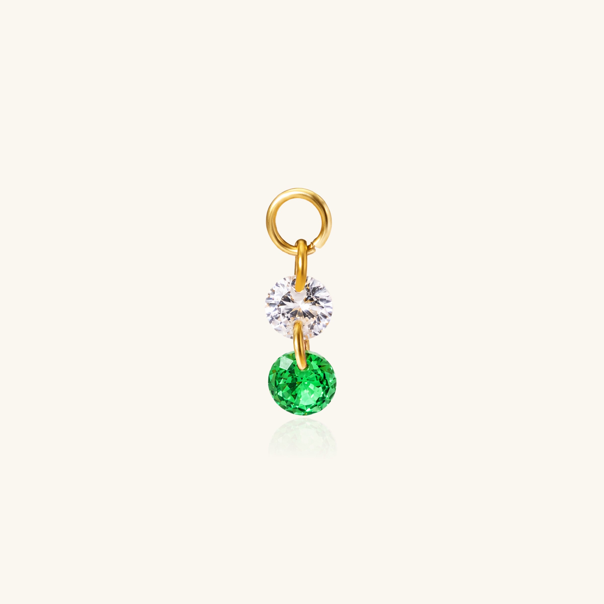 Double Round CZ Charm Drop - OumoJewelry